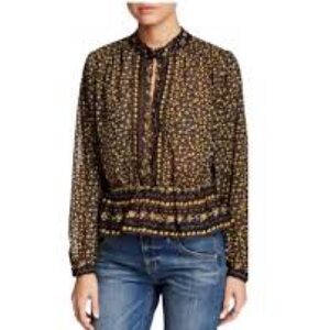 Free People If I Had You beaded chiffon blouse in a black, yellow, and purple